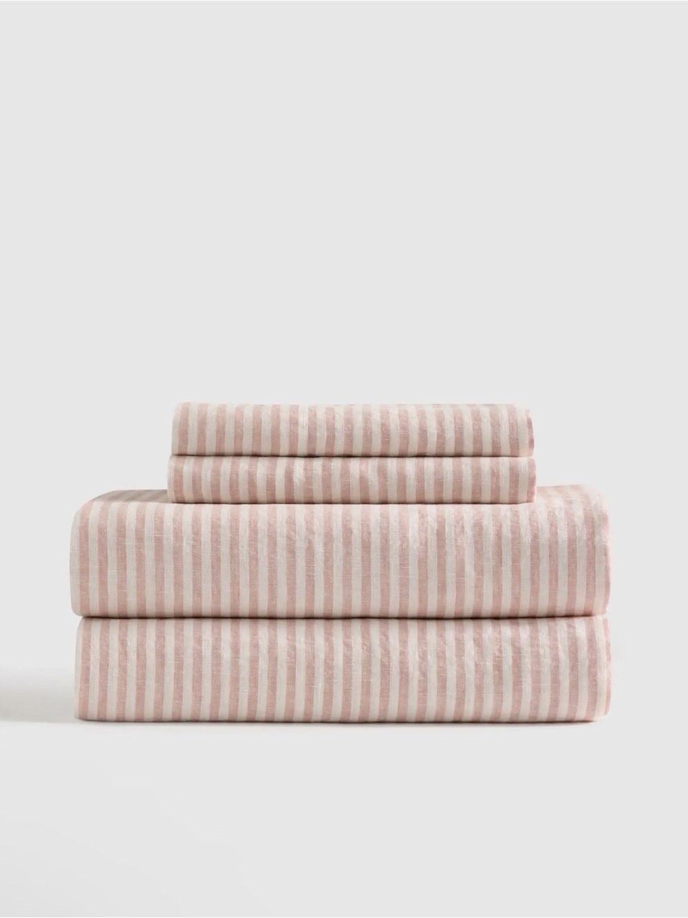 Quince NWOT European Linen Striped Sheet Set in Dusty Mauve Queen 1105